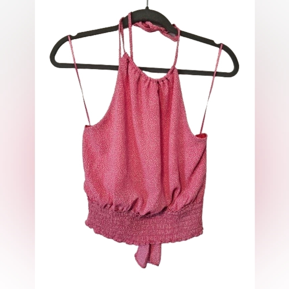 Sienna Sky Pink and White Tank Crop Top Women's Size Large NWOT